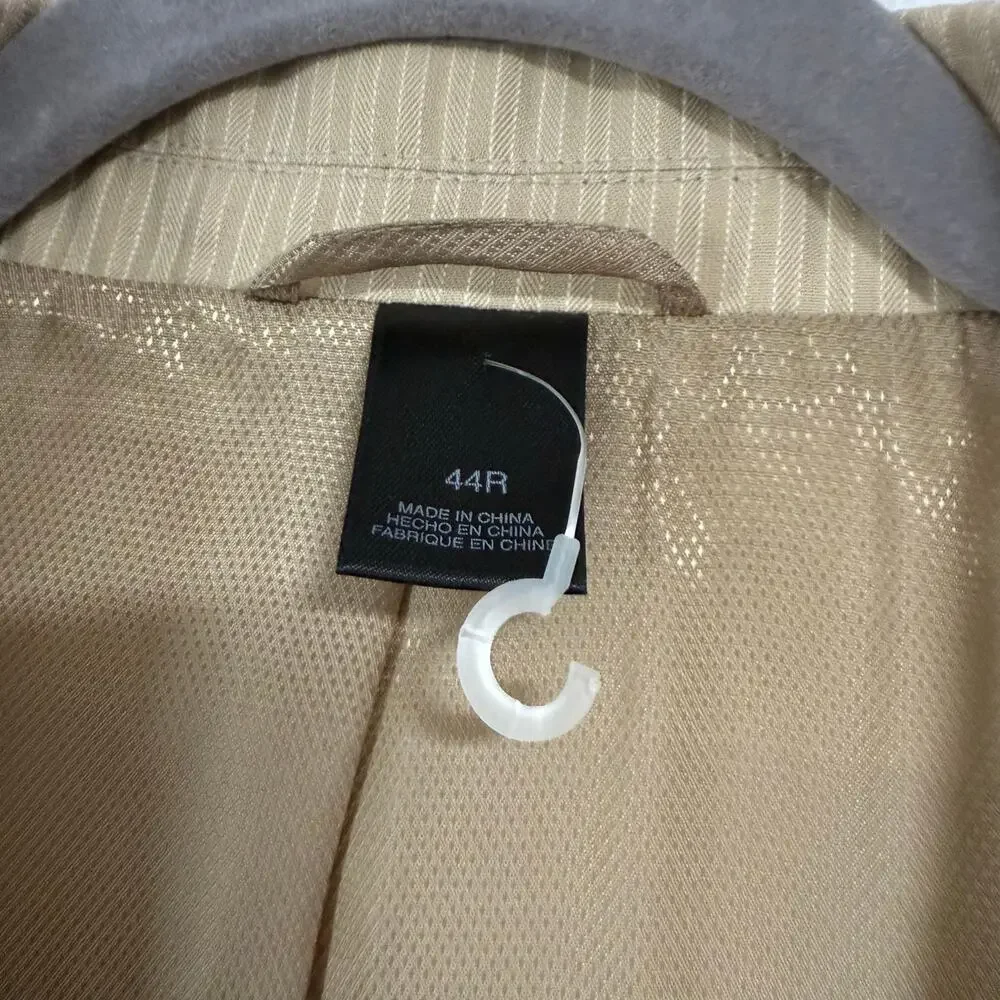 Claiborne Men's Tan Beige Cotton Two Buttons Sportscoat Blazer Jacket Size 44R